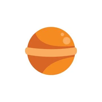 Round orange planet rotating in the solar system Stock Illustration