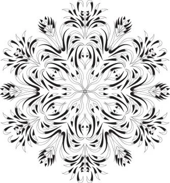 Round ornament. Element for design. Stylized snowflake. Lacy motif for web, p Stock Illustration