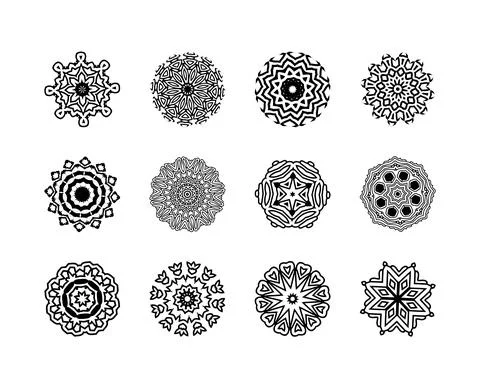 Round ornament pattern. Isolated vector mandalas. 库存插图