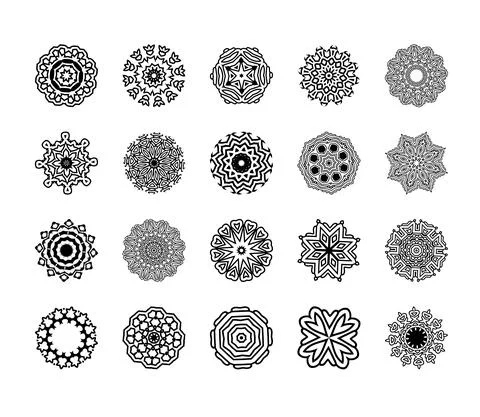 Round ornament pattern. Isolated vector mandalas. Stock Illustration