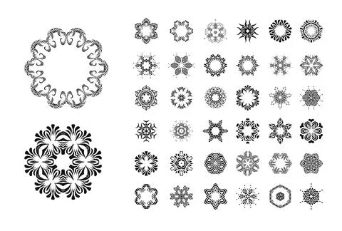 Round ornament pattern set Illustrazione stock