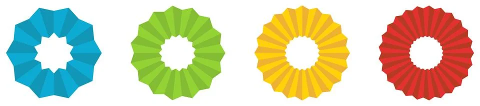 Round ornament rosette like shape, version with different number of folds Stock Illustration