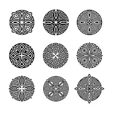 Round Ornament Vector Set Stock Illustration