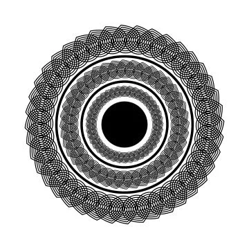 Round ornamental element, east mandala, black and white outline Stock Illustration