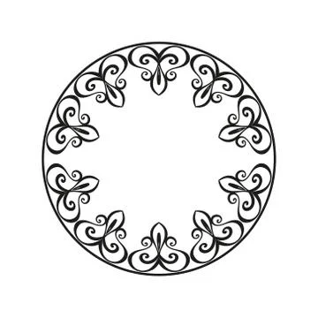 Round ornamental frame, vector illustration. Stock Illustration