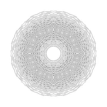 Round ornamental vector shape, black pattern isolated on white Stock Illustration