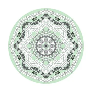 Round ornamental vector shape, celtic patterns, frames isolated on white Illustrazione stock