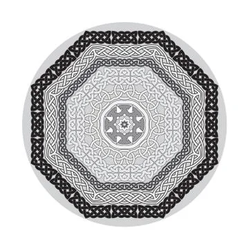 Round ornamental vector shape, celtic patterns, frames isolated on white 스톡 일러스트