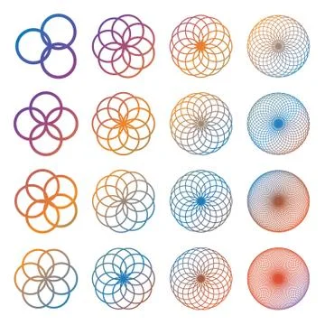 Round ornaments set. Abstract creative flowers Illustration