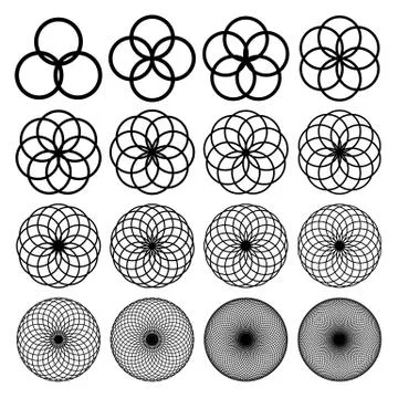 Round ornaments set. Abstract creative flowers Illustration