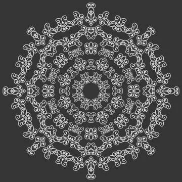 Round ornate pattern on black background 스톡 일러스트