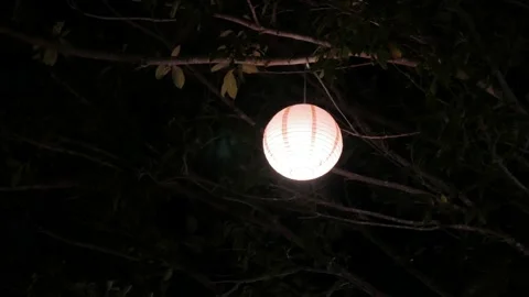 Round outdoor light in public open space at night Stock Footage 141297702