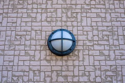 A round outdoor wall light Stock Photos