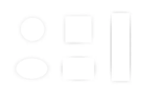 Round, oval, rectangular, shape with shadow, mockup for inscription, on whi.. Stock Illustration