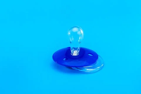 Round pacifier babies made of transparent soft latex, mock up plastic sooth. Stock Photos
