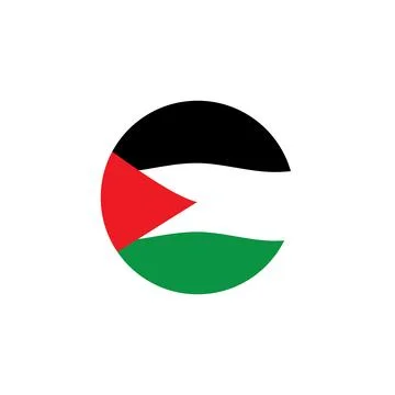 Round palestinian flag icon vector Stock Illustration