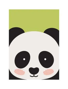 Round Panda s Face Isolated on Green Backdrop Stock Illustration