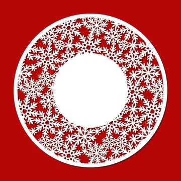 Round panel with winter ornament.  Illustrazione stock