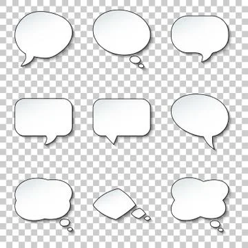 Round paper speech and think bubbles set. Vector design elements Stock Illustration