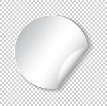 Round paper sticker template with bent edge with translucent shadow. Element Stock Illustration