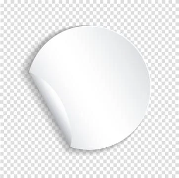 Round paper sticker template with bent edge with translucent shadow. Element Stock-Illustration