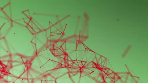 Round particles connected by strips move on a black background. abstract backgro Stock Footage 95412447
