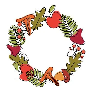 Round pattern of autumn forest, gift of nature. Stock Illustration