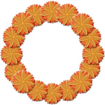 Round pattern from brown flowers Stock Illustration
