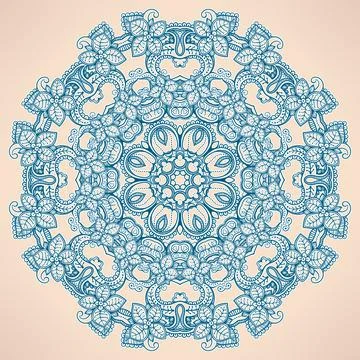 Round pattern with flowers Illustrazione stock