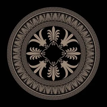 Round pattern with greek key meanders. Circle of Ancient Greece Stock Illustration