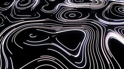 Round pattern of lines in relief style. Motion. Beautiful neon lines move in Stock Illustration