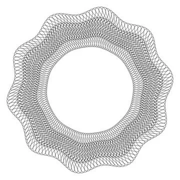 Round pattern for watermark. Guarantee emblem. Radial wavy lines Stock Illustration