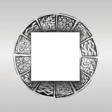 Round patterned background in the style of Maya with Sticker Stock Illustration