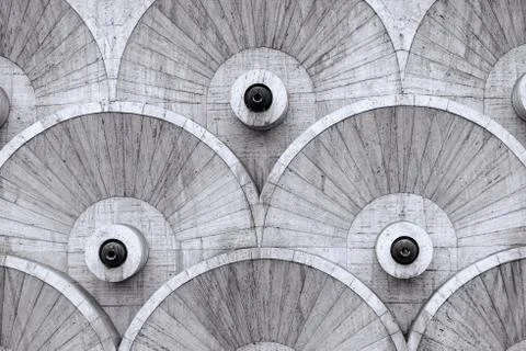 Round patterns at the Cascade stairway in Yerevan, Armenia Stock Photos