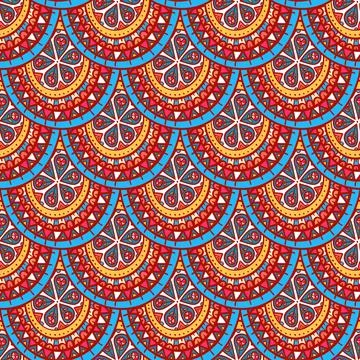 Round patterns with flowers Stock Illustration