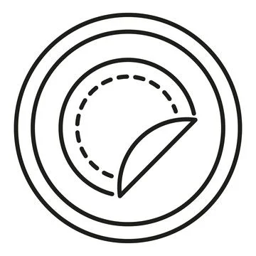 Round peel off sticker label vector line art icon Stock Illustration