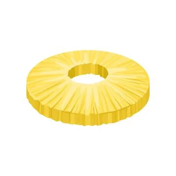Round peeled slice of sweet pineapple. Fresh and tasty tropical fruit. Detailed Illustrazione stock