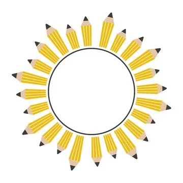 Round pencil frame, color vector isolated illustration Stock Illustration