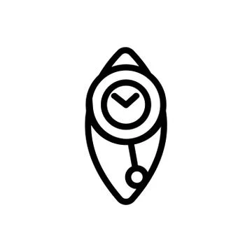 Round pendulum clock icon vector outline illustration 스톡 일러스트