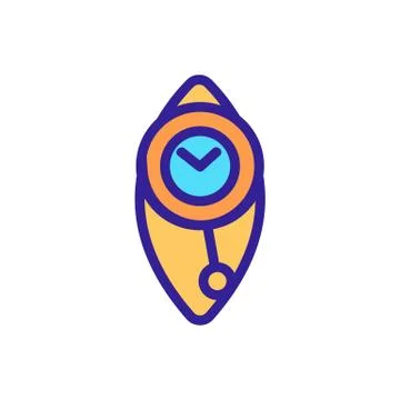 Round pendulum clock icon vector outline illustration 스톡 일러스트
