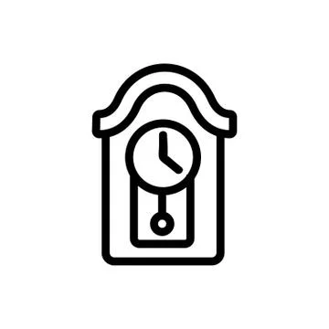 Round pendulum clock wall mounted circular roof icon vector outline illustrat 스톡 일러스트
