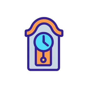Round pendulum clock wall mounted circular roof icon vector outline illustrat Stock Illustration