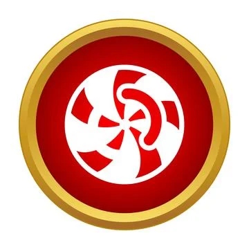 Round peppermint candy lollipop icon in red circle Stock Illustration
