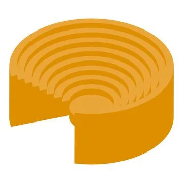 Round piece of cheese with a slice missing, showing concentric circles Stock Illustration
