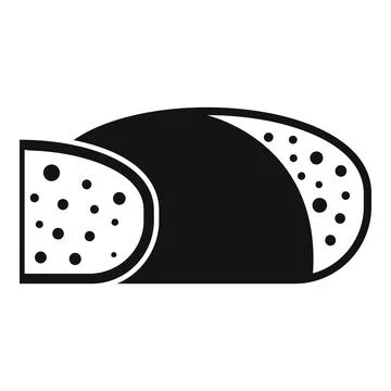 Round piece of hard cheese with a slice cut off icon Stock Illustration
