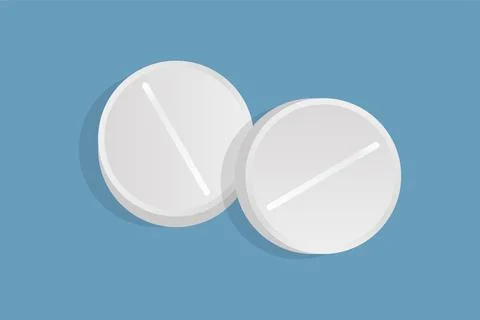Round pills vector flat illustration. Medical pills, medicaments to treat Stock Illustration