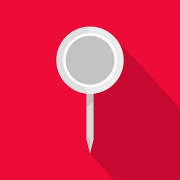 Round pin icon, flat style. Stock Illustration