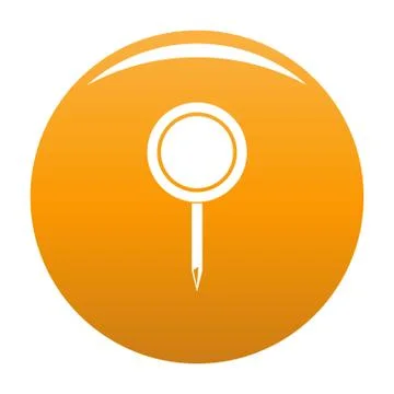 Round pin icon vector orange Stock Illustration