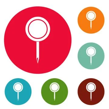 Round pin icons circle set vector Stock Illustration