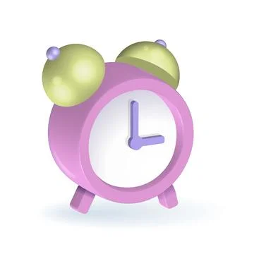 Round pink clock 3d render icon. Timekeeping , measurement of time, timer, time Stock Illustration